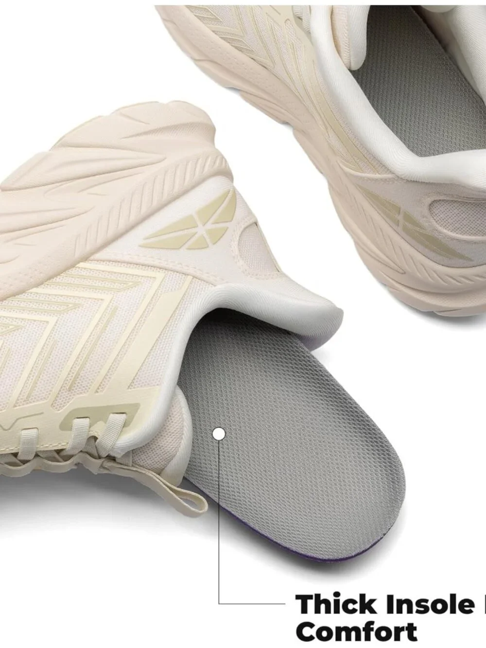 Women's Ivory Slip On Walking Shoes Running Comfortable Breathable Sneakersq